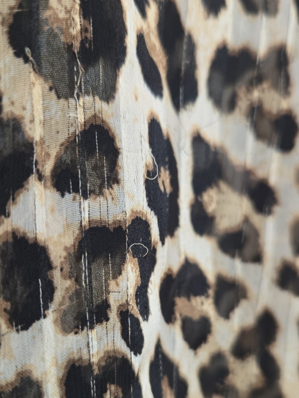 H&M Leopard Print Sheer Crepe Blouse Stand Collar Large - Picture 7 of 12